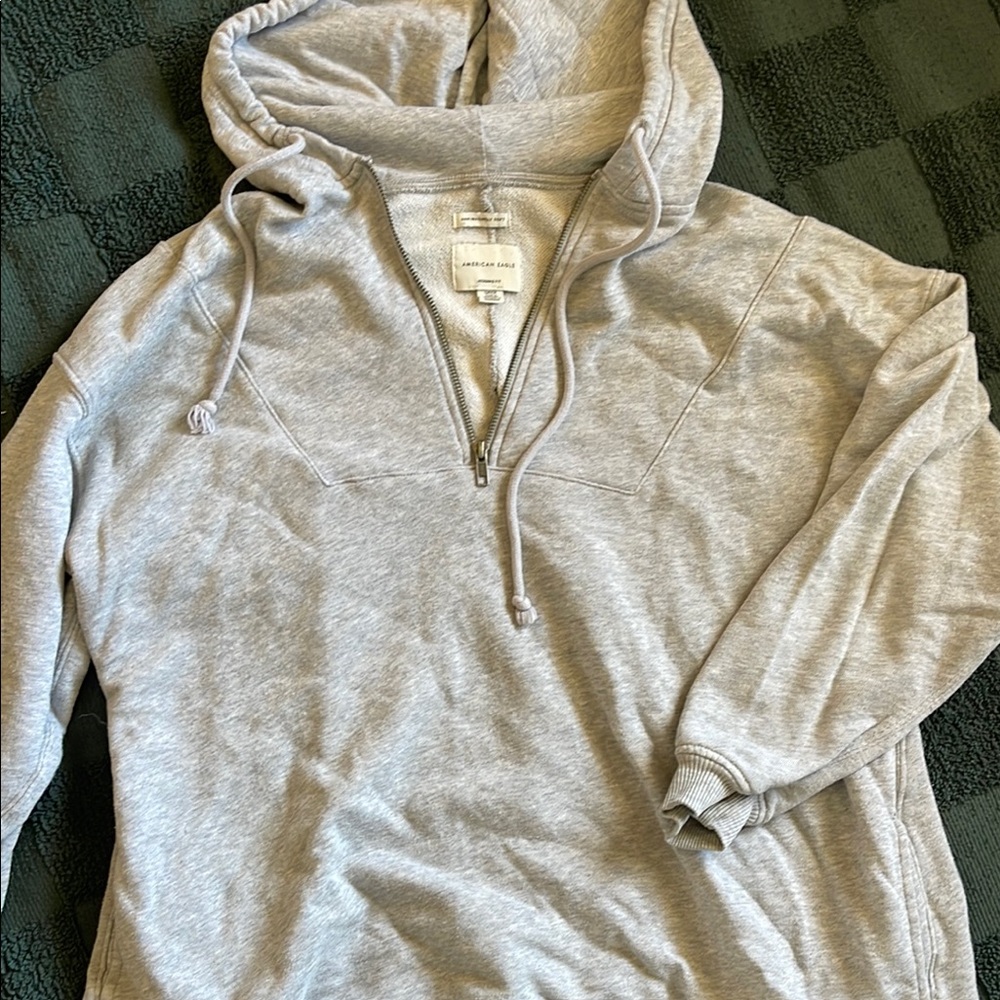 American Eagle Gray Quarter-Zip Hoodie